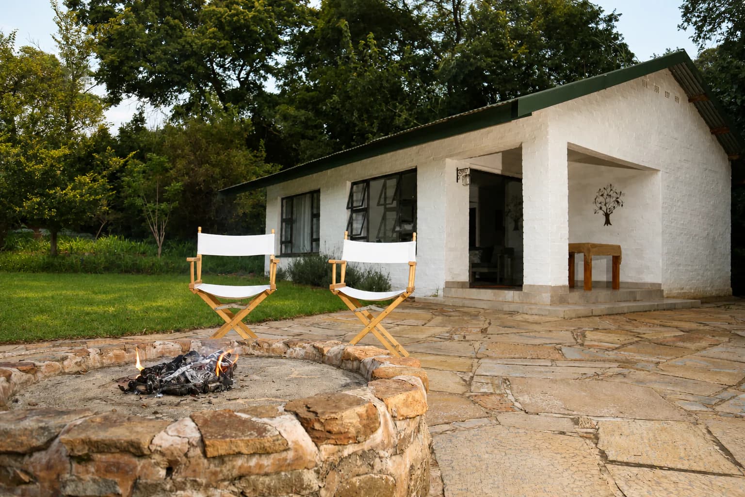 Private outdoor firepit at Bushwillow Cottage