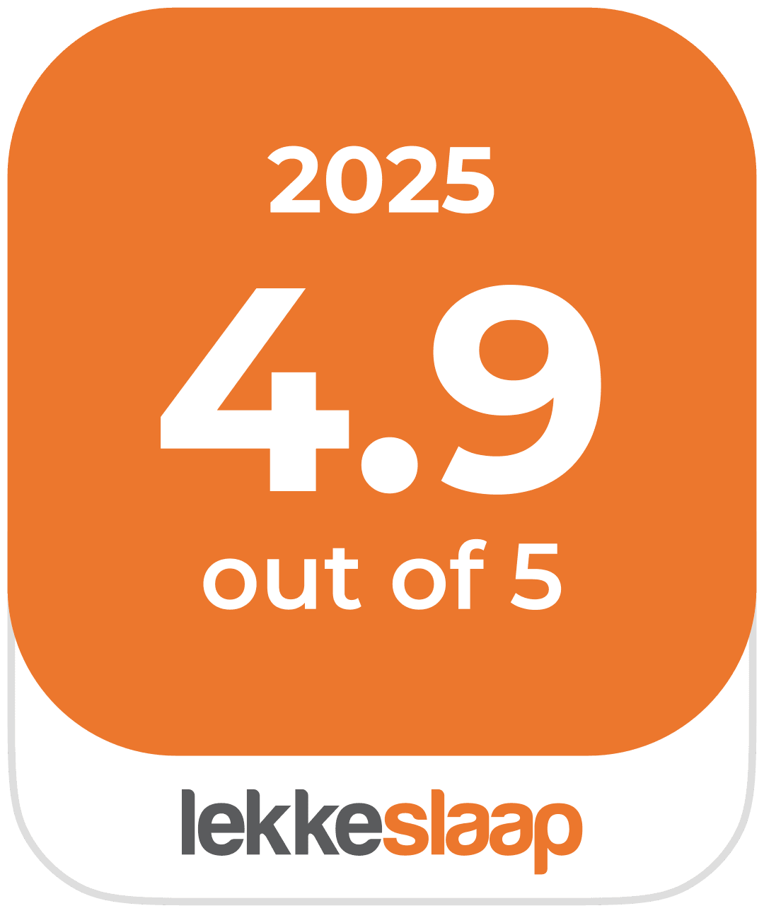 LekkeSlaap 2025 Lekke Award: 4.9 out of 5